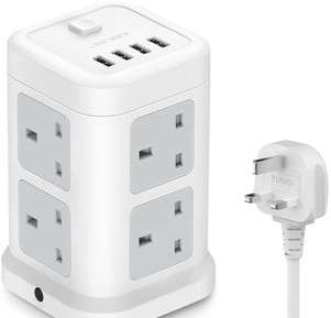 Photo of JSVER 8 Way Tower Extension Lead with USB Slots