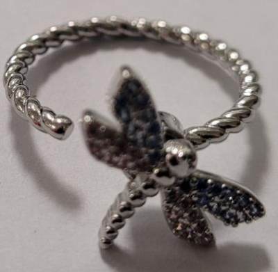 Photo of Silver Expandable Blue and Pink Butterfly Ring