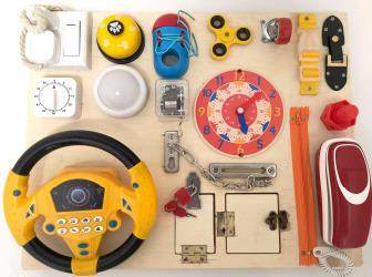 Photo of Children’s Busy Board sold via Amazon