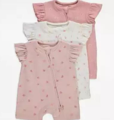 Photo of George Baby 3-Pack Rompers with Zip sold by Asda