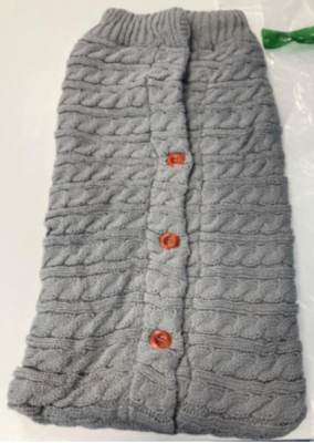Photo of Grey Cable Knit Baby Sleeping Bag with Brown Buttons sold via Etsy