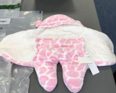 Photo of White and Pink Flannel Hooded Baby Sleeping Bag sold via Fruugo