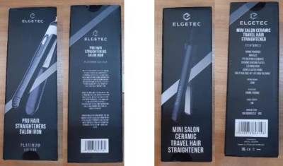 Photo of Elgetec Mini Salon Travel Hair Straightener and Platinum Pro Salon Ceramic Hair Straightener sold by TK Maxx and HomeSense