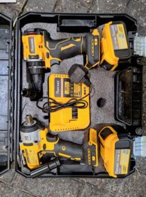 Photo of Rocaes Cordless Brushless 2pcs Drill and Wrench Kit with Charger