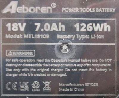 Photo of Aeboren 18V Lithium-Ion Battery for Power Tools sold via Temu