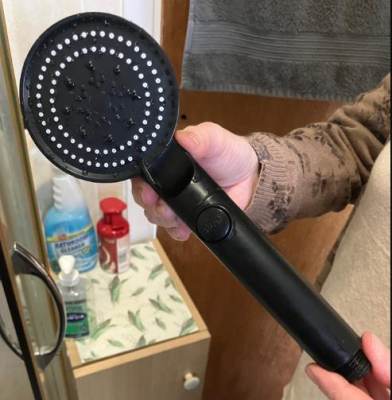 Photo of High Pressure Shower Head with Stop Button sold via Temu