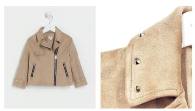 Photo of River Island Mini Girls Beige Suedette Biker Jacket