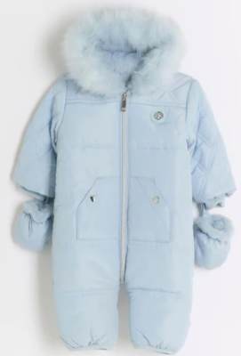 Photo of River Island Baby Boy’s Blue Quilted Snowsuit