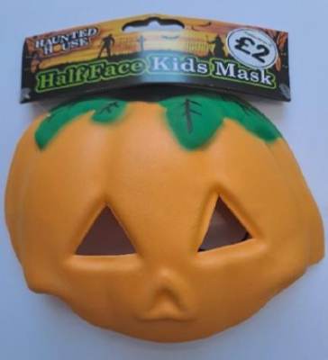 Photo of Haunted House Dracula, Pumpkin and Frankenstein children’s Halloween face masks sold by The Works