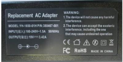 Photo of Replacement Laptop Charger YH-1650-01H sold via Wish