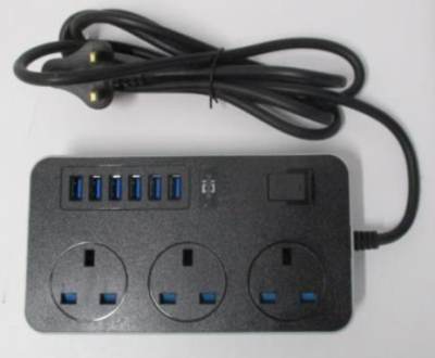 Photo of 6 USB and 3 Plug Extension Lead sold via Wish