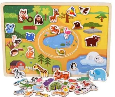 Photo of Wooden Animal and Vehicle Magnetic Jigsaw Puzzles sold via Wish