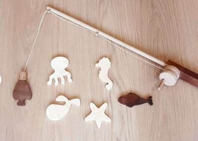 Photo of Kids Fishing Game – Set of 7, Magnetic Wooden Toy Pretend Play Rod Toy Handmade Toddler Gift Wooden Fishing Toy