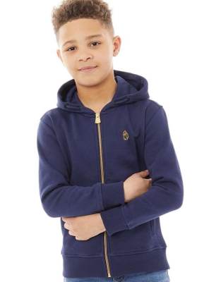 Photo of Two models of Luke 1997 junior hoodie (Junior Waffle Hoodie Mid Grey Marl and Junior Kevlarge Hoodie Navy) (2207-0362, 2207-0364)